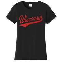 WISCONSIN VARSITY SCRIPT CLASSIC SPORTS JERSEY STATE FLAG Women's T-Shirt