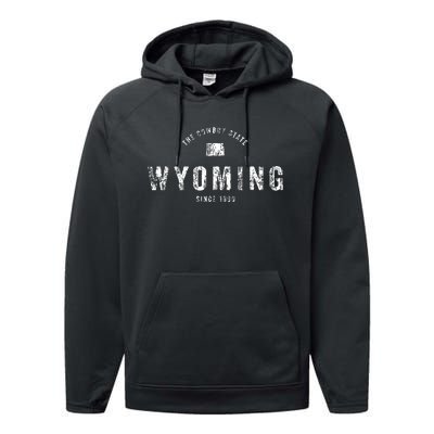 Wyoming Vintage Sports Design Retro Wy Wyo Performance Fleece Hoodie