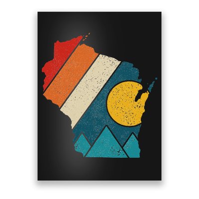 Wisconsin Vintage State Map Mountains Hiking Pride Gift Poster