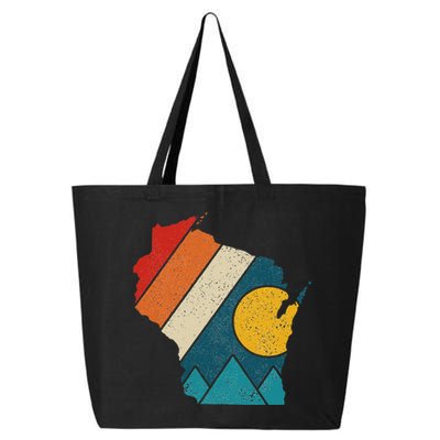 Wisconsin Vintage State Map Mountains Hiking Pride Gift 25L Jumbo Tote