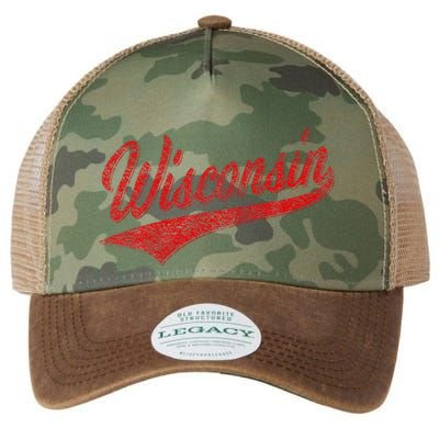 Wisconsin Varsity Script Classic Sports Jersey State Flag Legacy Tie Dye Trucker Hat