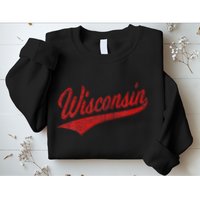 Wisconsin Varsity Script Classic Sports Jersey State Flag Sweatshirt