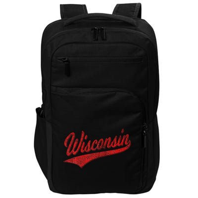 Wisconsin Varsity Script Classic Sports Jersey State Flag Impact Tech Backpack