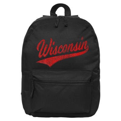 Wisconsin Varsity Script Classic Sports Jersey State Flag 16 in Basic Backpack