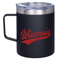 Wisconsin Varsity Script Classic Sports Jersey State Flag 12oz Stainless Steel Coffee Mug