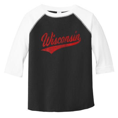 Wisconsin Varsity Script Classic Sports Jersey State Flag Toddler Fine Jersey T-Shirt