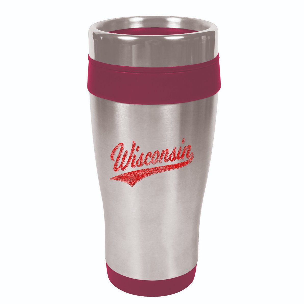 Wisconsin Varsity Script Classic Sports Jersey State Flag 16oz Travel Tumbler