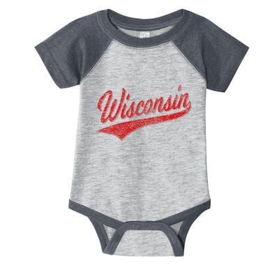 Wisconsin Varsity Script Classic Sports Jersey State Flag Infant Baby Jersey Bodysuit