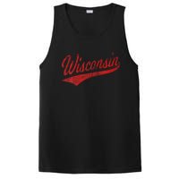 Wisconsin Varsity Script Classic Sports Jersey State Flag PosiCharge Competitor Tank