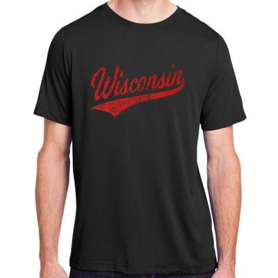 Wisconsin Varsity Script Classic Sports Jersey State Flag Adult ChromaSoft Performance T-Shirt