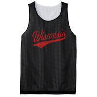 Wisconsin Varsity Script Classic Sports Jersey State Flag Mesh Reversible Basketball Jersey Tank