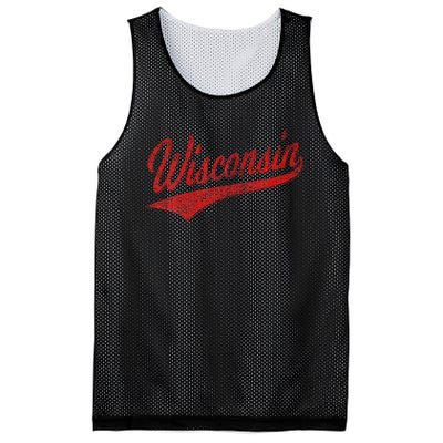 Wisconsin Varsity Script Classic Sports Jersey State Flag Mesh Reversible Basketball Jersey Tank