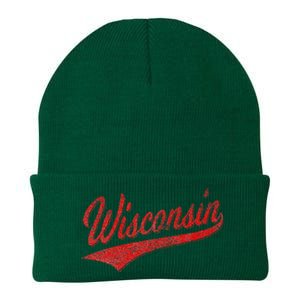 WISCONSIN VARSITY SCRIPT CLASSIC SPORTS JERSEY STATE FLAG Knit Cap Winter Beanie