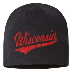 WISCONSIN VARSITY SCRIPT CLASSIC SPORTS JERSEY STATE FLAG Sustainable Beanie