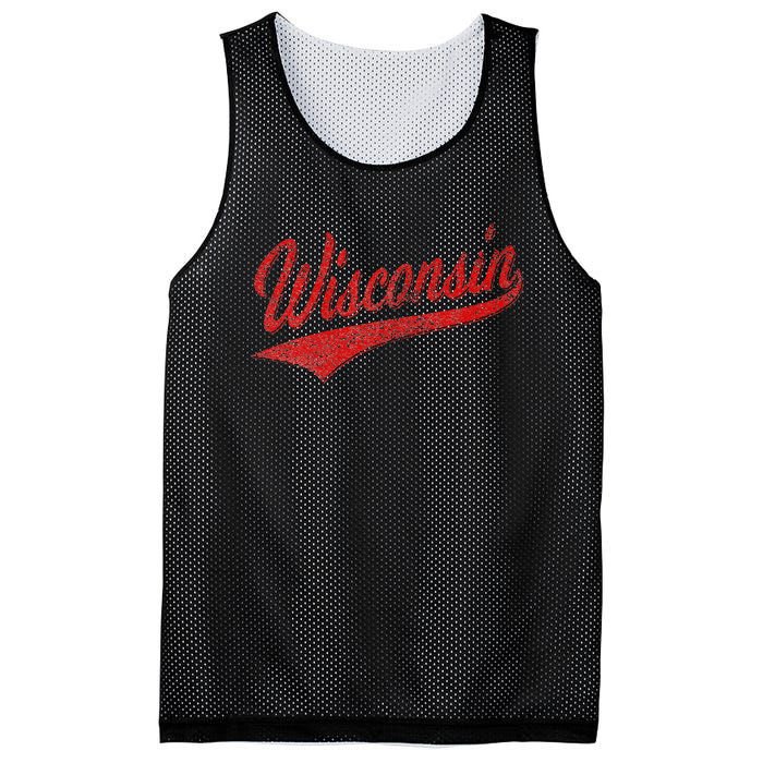 WISCONSIN VARSITY SCRIPT CLASSIC SPORTS JERSEY STATE FLAG Mesh Reversible Basketball Jersey Tank