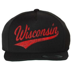 WISCONSIN VARSITY SCRIPT CLASSIC SPORTS JERSEY STATE FLAG Wool Snapback Cap