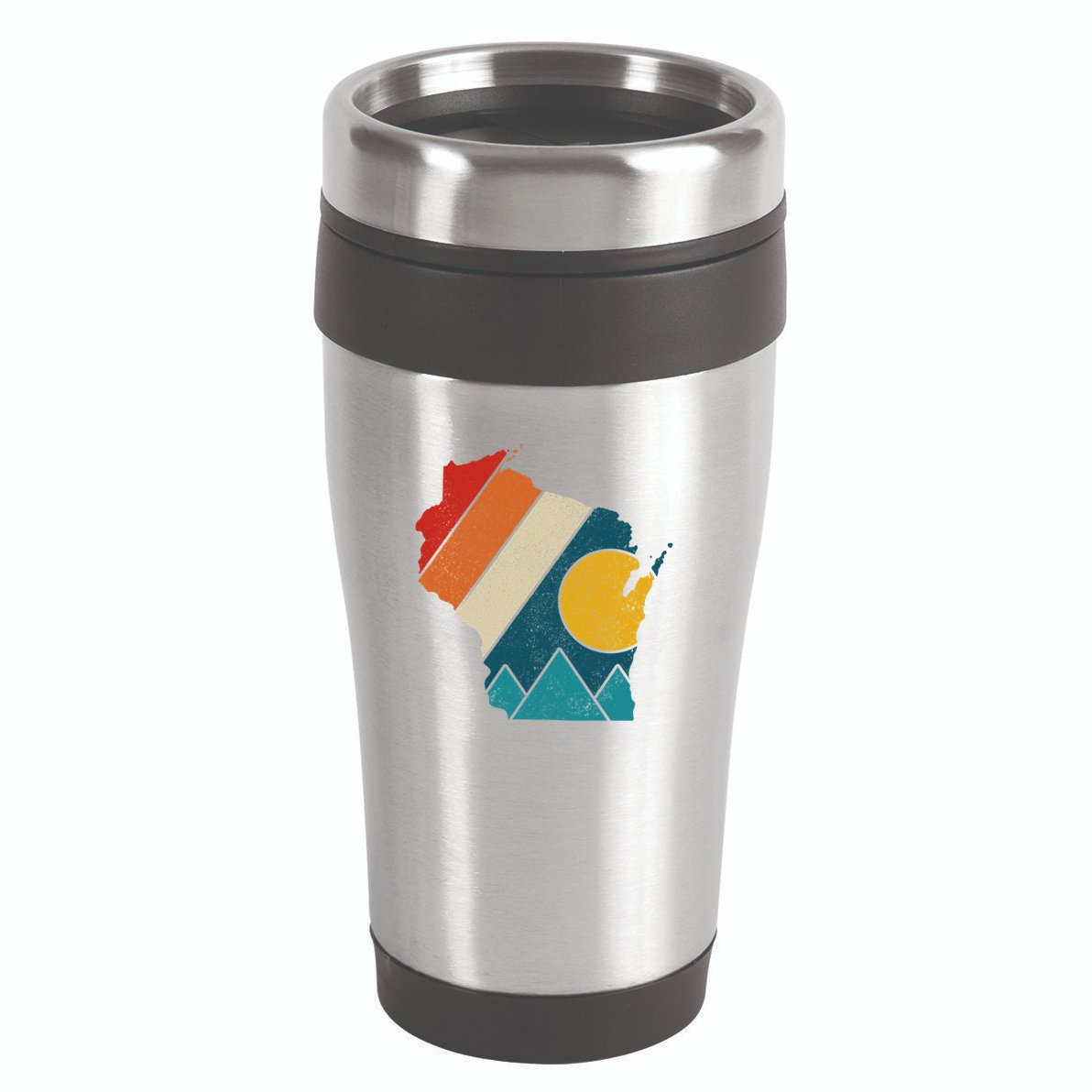 Wisconsin Vintage State Map Mountains Hiking Pride Gift 16oz Travel Tumbler