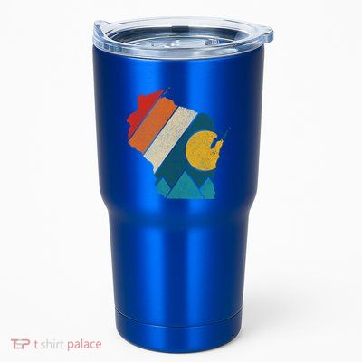 Wisconsin Vintage State Map Mountains Hiking Pride Gift Tumbler