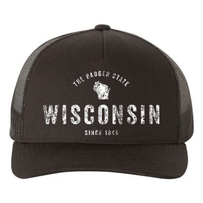 Wisconsin Vintage Sports Design Retro Wi Yupoong Adult 5-Panel Trucker Hat