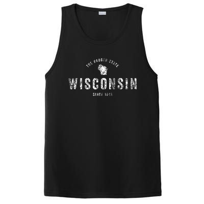 Wisconsin Vintage Sports Design Retro Wi PosiCharge Competitor Tank