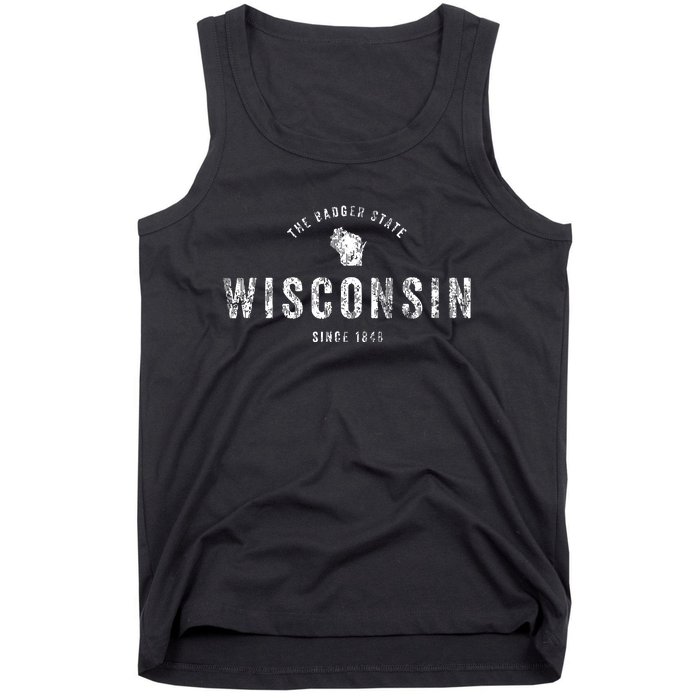 Wisconsin Vintage Sports Design Retro Wi Tank Top