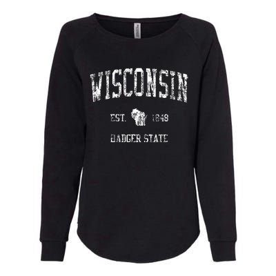 Wisconsin Vintage Sports Design Wisconsinan Wi Womens California Wash Sweatshirt