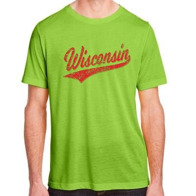 Wisconsin Varsity Script Classic Sports Jersey State Flag Adult ChromaSoft Performance T-Shirt