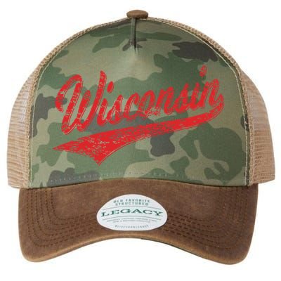 Wisconsin Varsity Script Classic Sports Jersey State Flag Legacy Tie Dye Trucker Hat