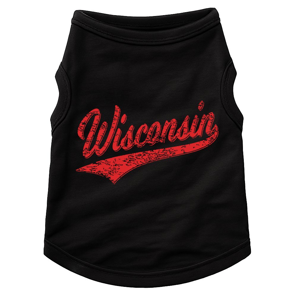 Wisconsin Varsity Script Classic Sports Jersey State Flag Doggie Tank
