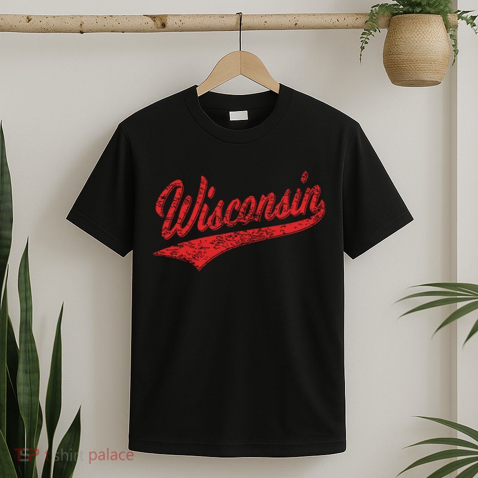 Wisconsin Varsity Script Classic Sports Jersey State Flag T-Shirt