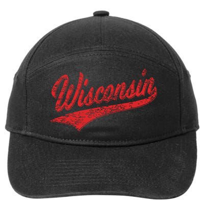 Wisconsin Varsity Script Classic Sports Jersey State Flag 7-Panel Snapback Hat