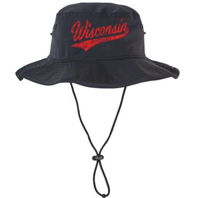 Wisconsin Varsity Script Classic Sports Jersey State Flag Bucket Hat