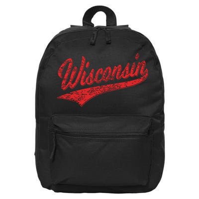 Wisconsin Varsity Script Classic Sports Jersey State Flag 16 in Basic Backpack