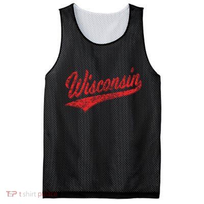 Wisconsin Varsity Script Classic Sports Jersey State Flag Mesh Reversible Basketball Jersey Tank