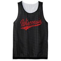 Wisconsin Varsity Script Classic Sports Jersey State Flag Mesh Reversible Basketball Jersey Tank