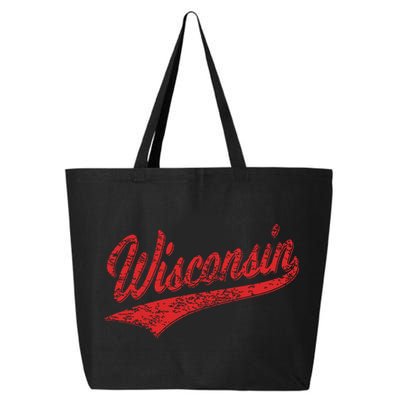 Wisconsin Varsity Script Classic Sports Jersey State Flag 25L Jumbo Tote