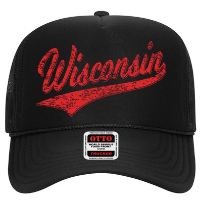 Wisconsin Varsity Script Classic Sports Jersey State Flag Trucker Hat