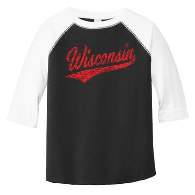 Wisconsin Varsity Script Classic Sports Jersey State Flag Toddler Fine Jersey T-Shirt