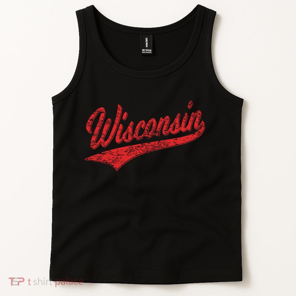 Wisconsin Varsity Script Classic Sports Jersey State Flag Tank Top