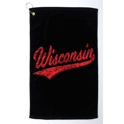 Wisconsin Varsity Script Classic Sports Jersey State Flag Golf Towel