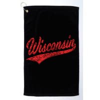 Wisconsin Varsity Script Classic Sports Jersey State Flag Golf Towel