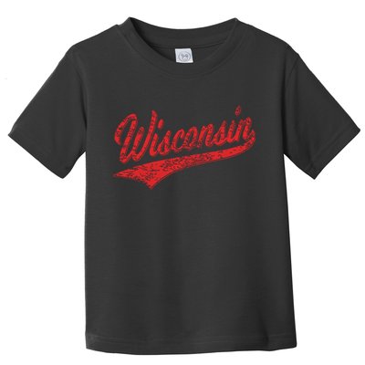 Wisconsin Varsity Script Classic Sports Jersey State Flag Toddler T-Shirt