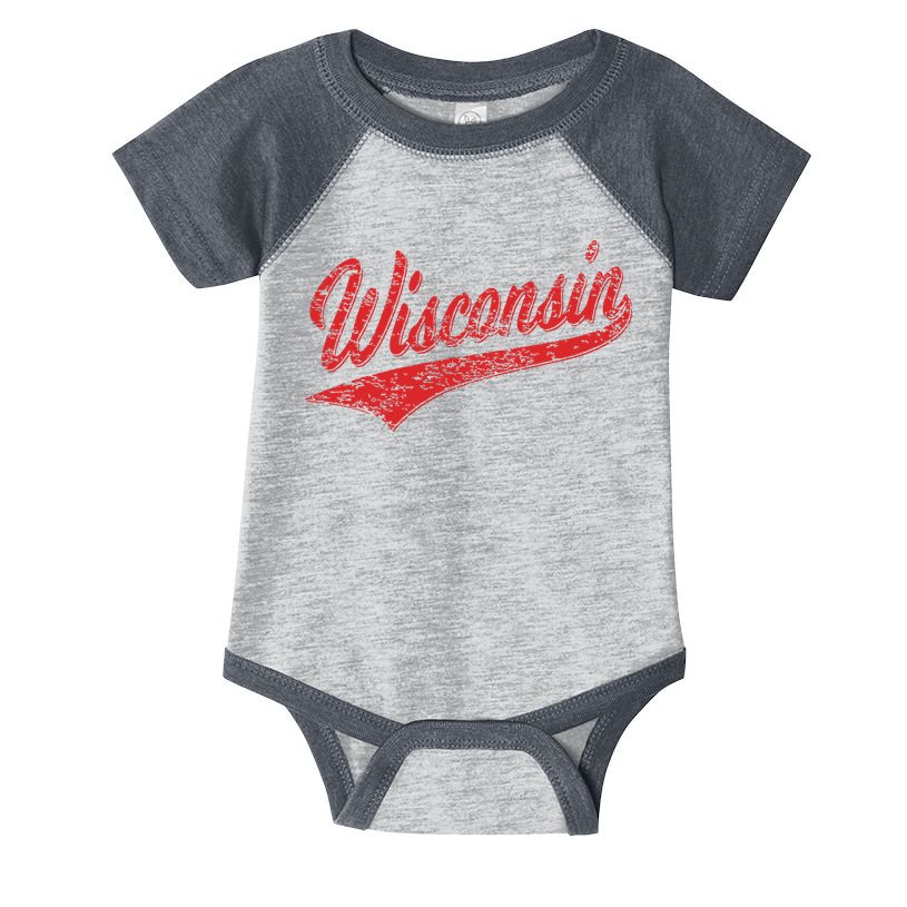 Wisconsin Varsity Script Classic Sports Jersey State Flag Infant Baby Jersey Bodysuit