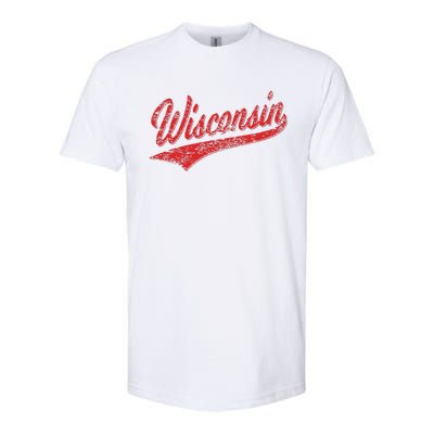 Wisconsin Varsity Script Classic Sports Jersey State Flag Softstyle CVC T-Shirt