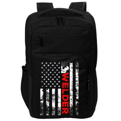 Welder Vintage Usa American Flag Welding Cute Gift Impact Tech Backpack