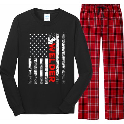 Welder Vintage Usa American Flag Welding Cute Gift Long Sleeve Pajama Set