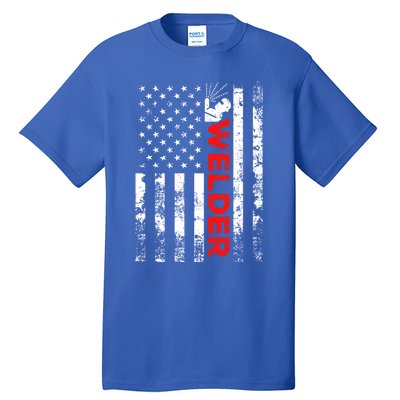 Welder Vintage Usa American Flag Welding Cute Gift Tall T-Shirt