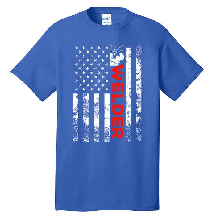 Welder Vintage Usa American Flag Welding Cute Gift Tall T-Shirt