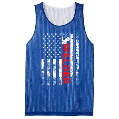 Welder Vintage Usa American Flag Welding Cute Gift Mesh Reversible Basketball Jersey Tank