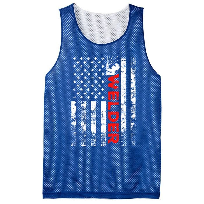 Welder Vintage Usa American Flag Welding Cute Gift Mesh Reversible Basketball Jersey Tank